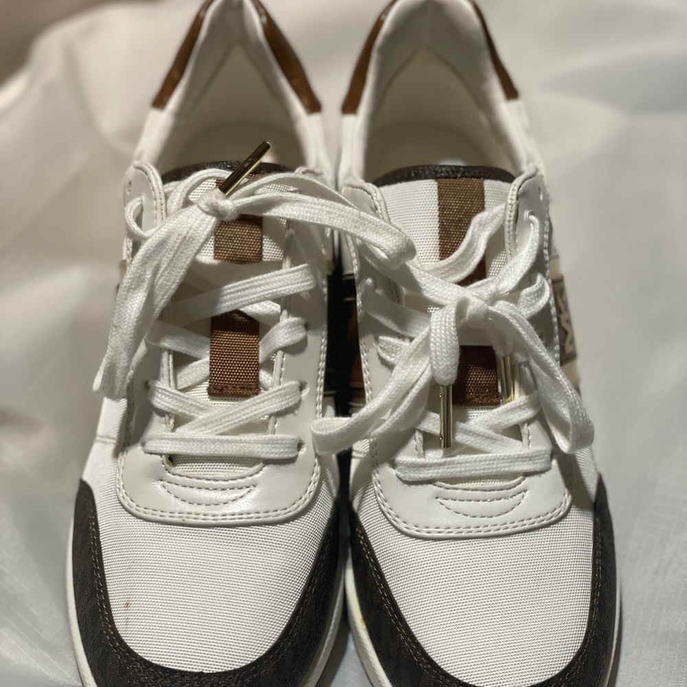 Women's White and Brown Sneakers